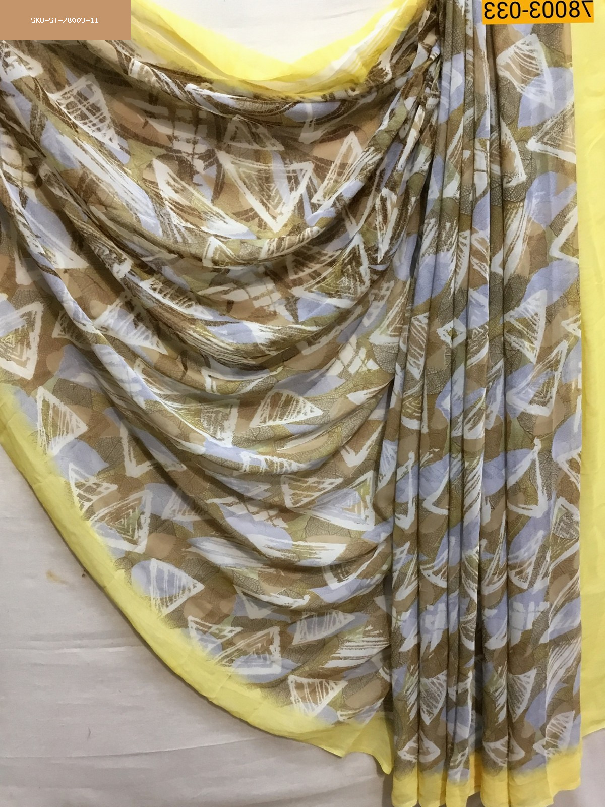 Light Yellow chiffon printed  sarees
