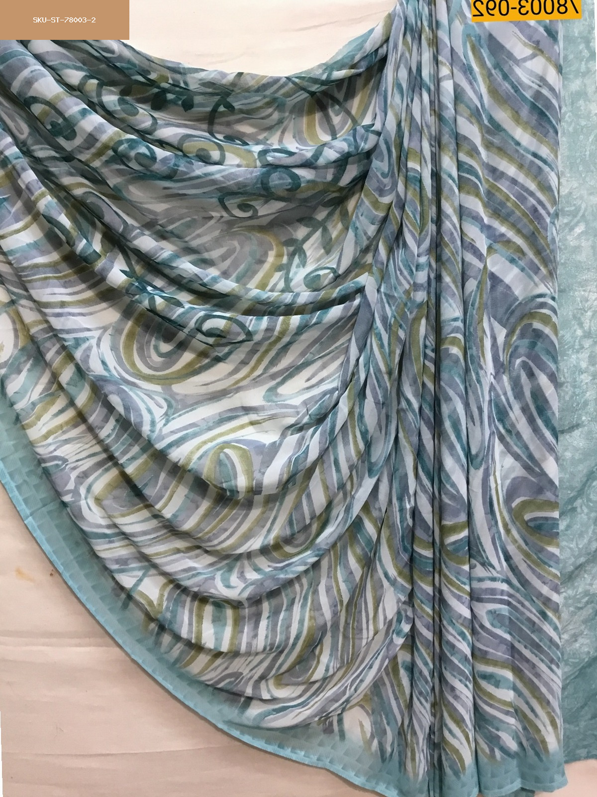 Blue chiffon printed  sarees