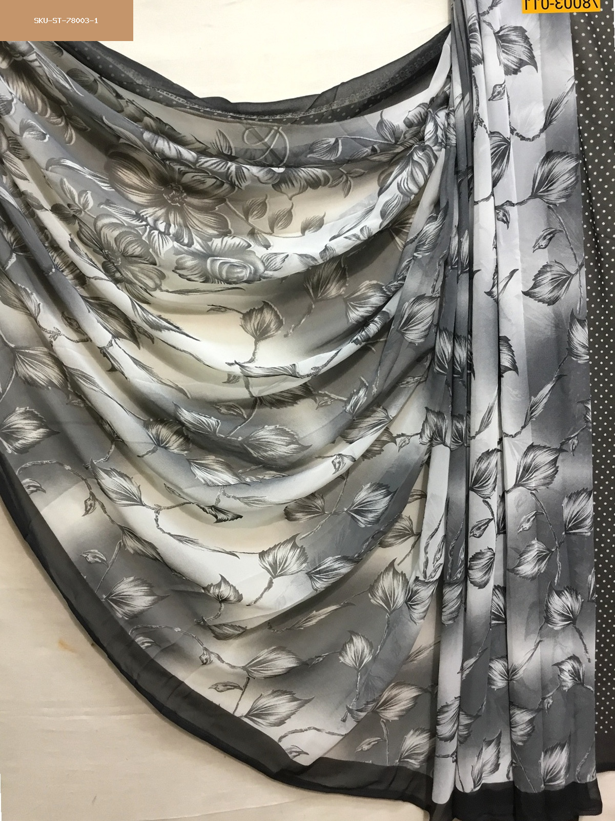 Black chiffon printed  sarees