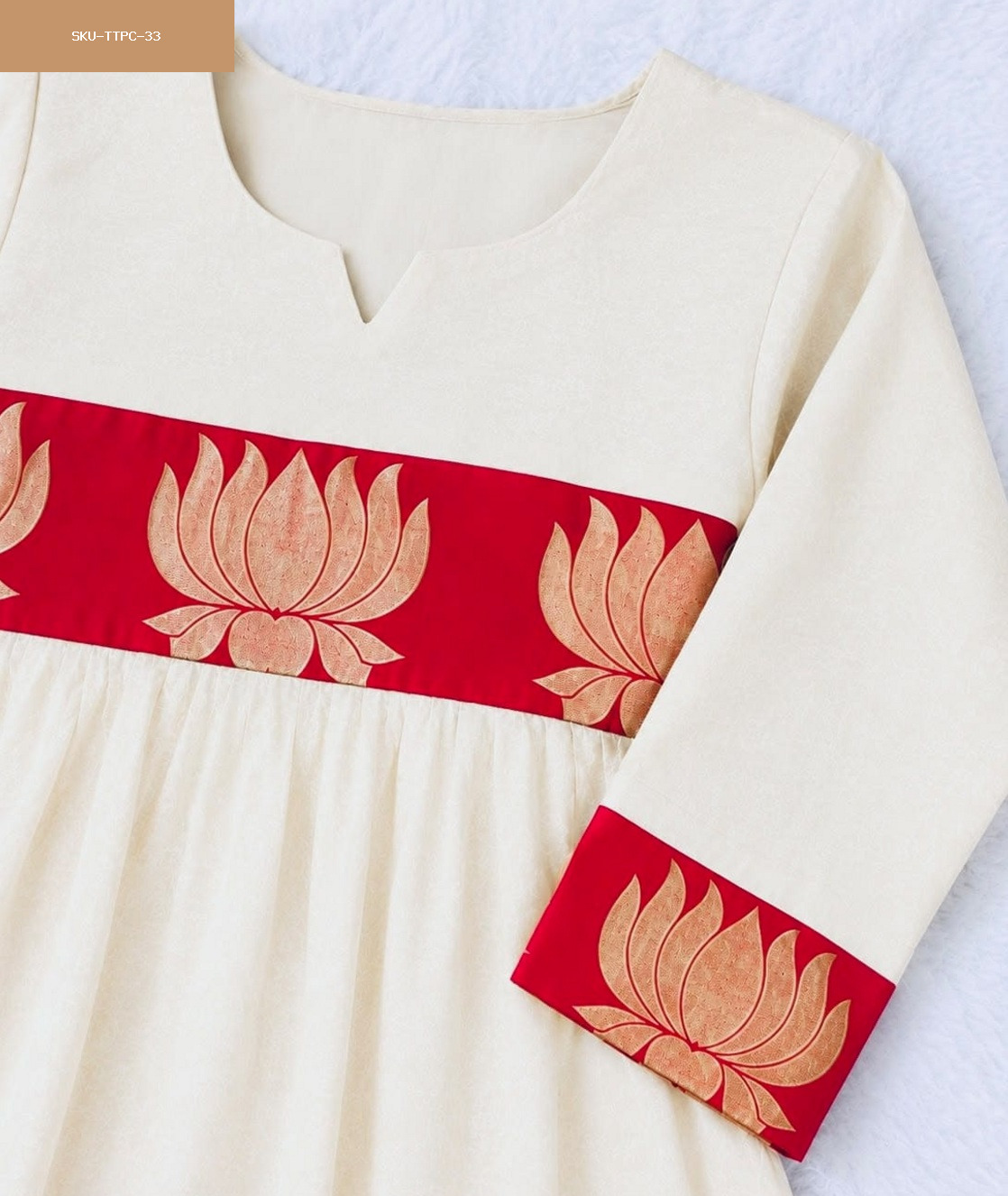 White and Red with louts design